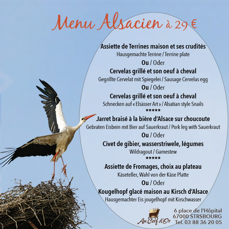 menu_alsacien - Hôtel *** Restaurant Au Cerf d'Or